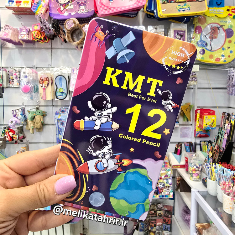 مداد رنگی جعبه فلزی 12 رنگ کی ام تی KMT